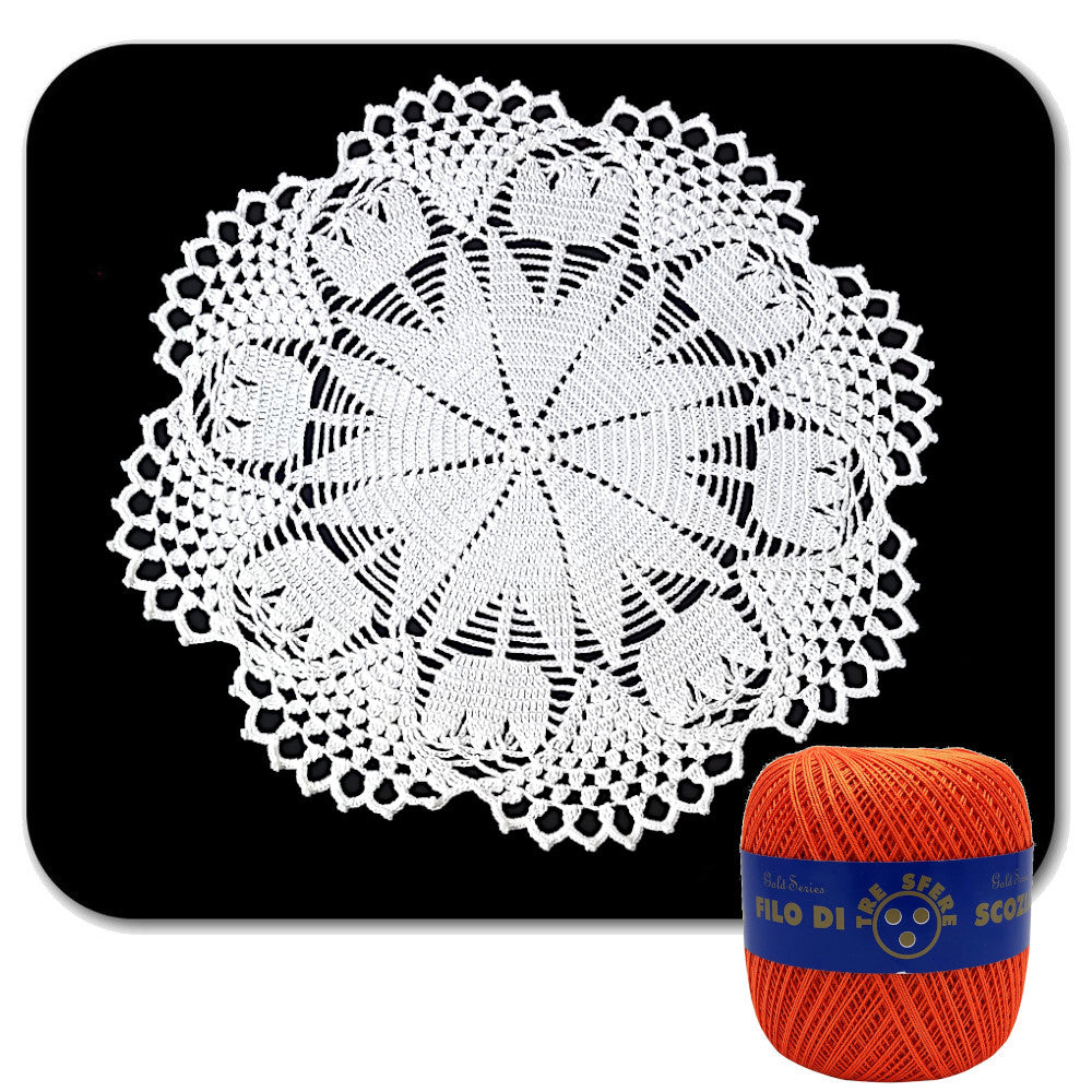 Centrino arancione con tulipani ad uncinetto 40 cm