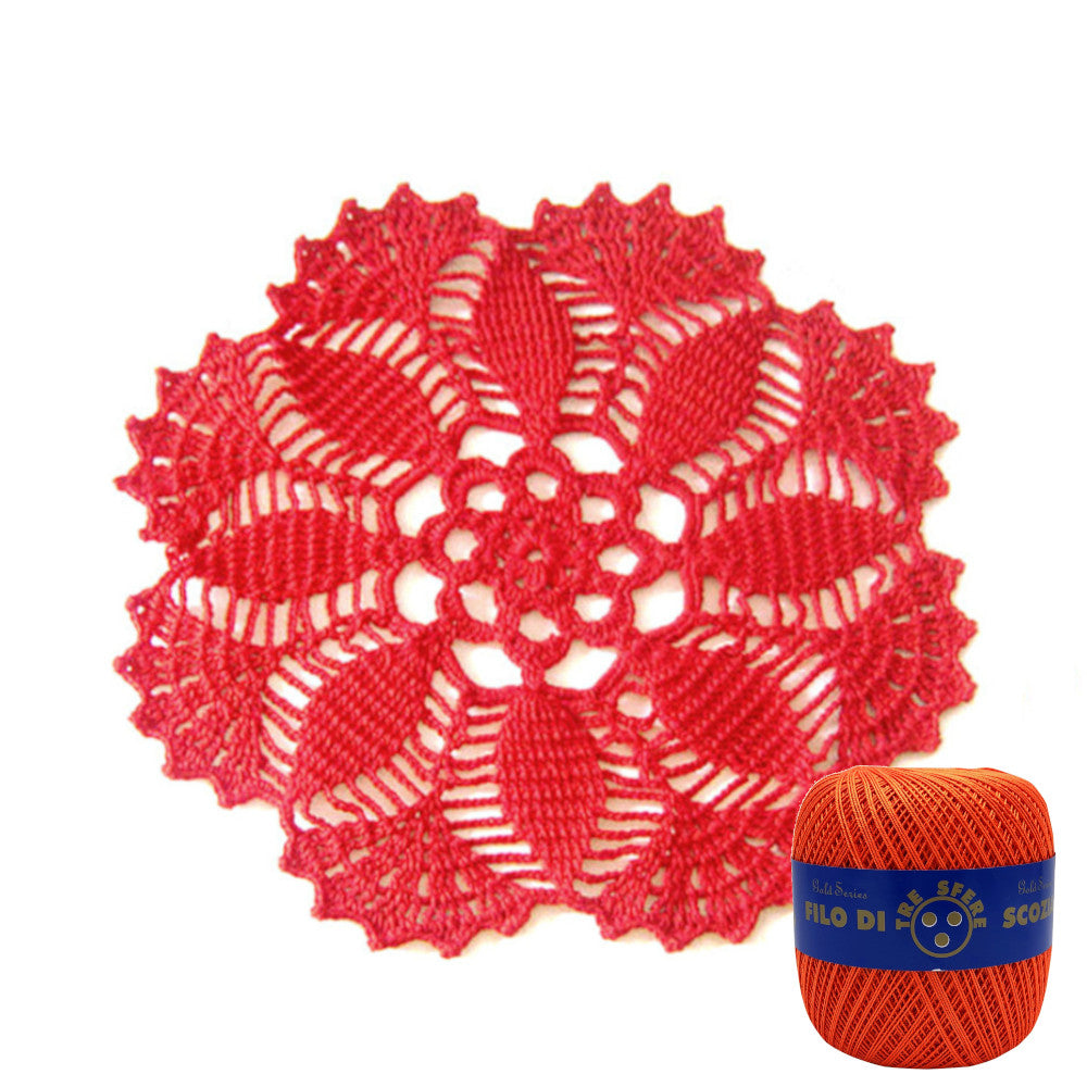 Centrino arancione rotondo ad uncinetto 26 cm