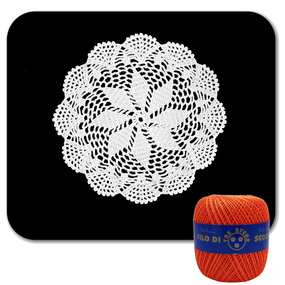 Centrino arancione rotondo ad uncinetto in cotone 22 cm