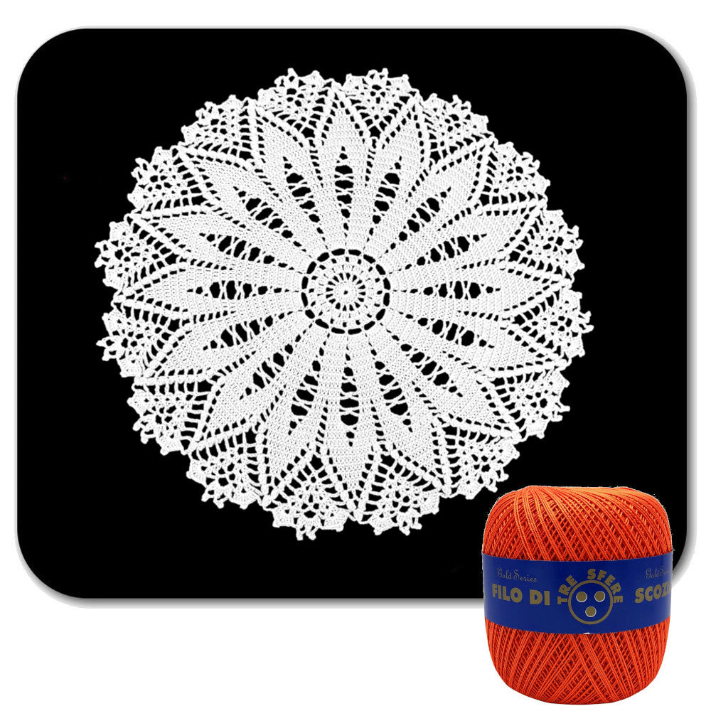 Centrino arancione rotondo ad uncinetto in cotone 37 cm