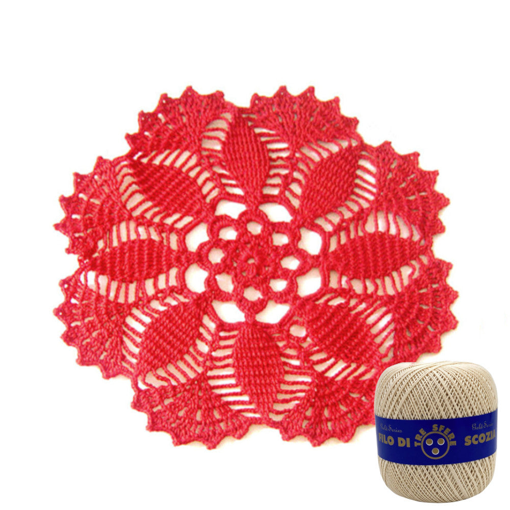 Centrino beige rotondo ad uncinetto 26 cm