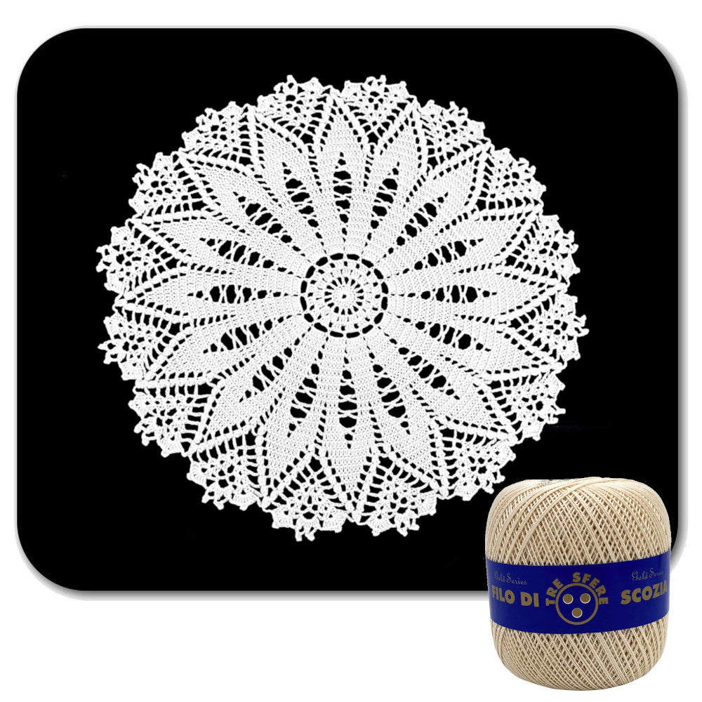 Centrino beige rotondo ad uncinetto in cotone 37 cm