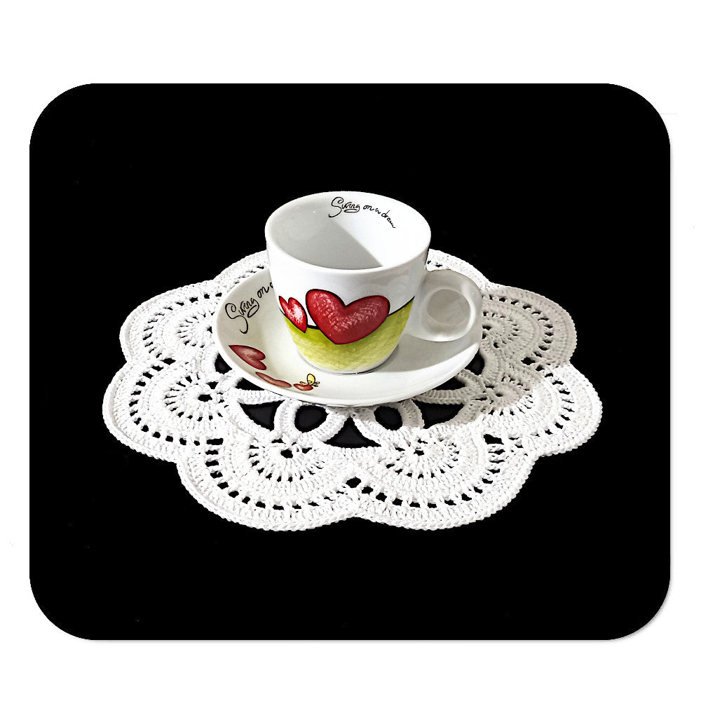 Centrino bianco rotondo ad uncinetto 22 cm