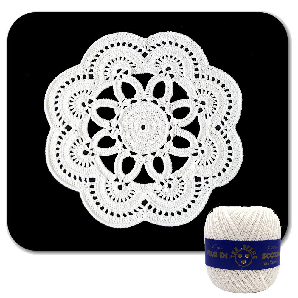 Centrino bianco rotondo ad uncinetto 22 cm