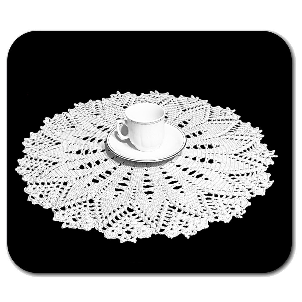 Centrino bianco rotondo ad uncinetto in cotone 37 cm