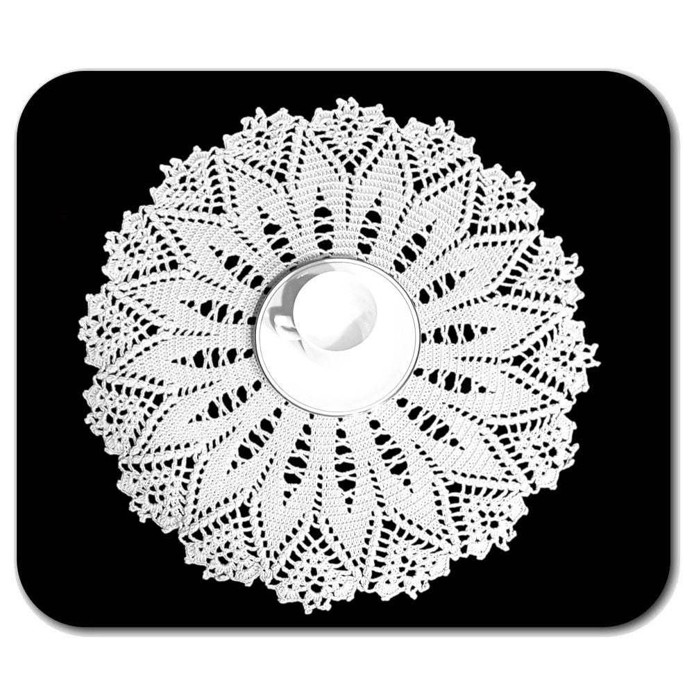 Centrino bianco rotondo ad uncinetto in cotone 37 cm