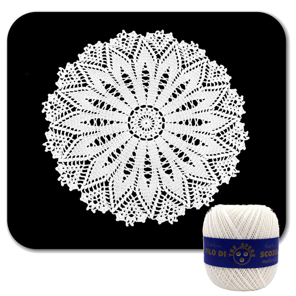 Centrino bianco rotondo ad uncinetto in cotone 37 cm