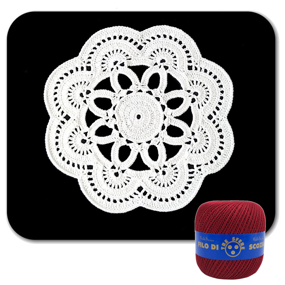 Centrino bordeaux rotondo ad uncinetto 22 cm