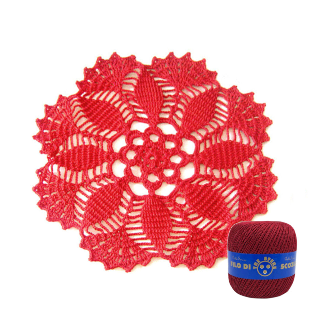 Centrino bordeaux rotondo ad uncinetto 26 cm