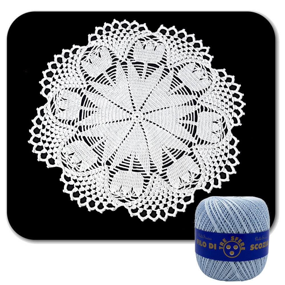 Centrino celeste con tulipani ad uncinetto 40 cm