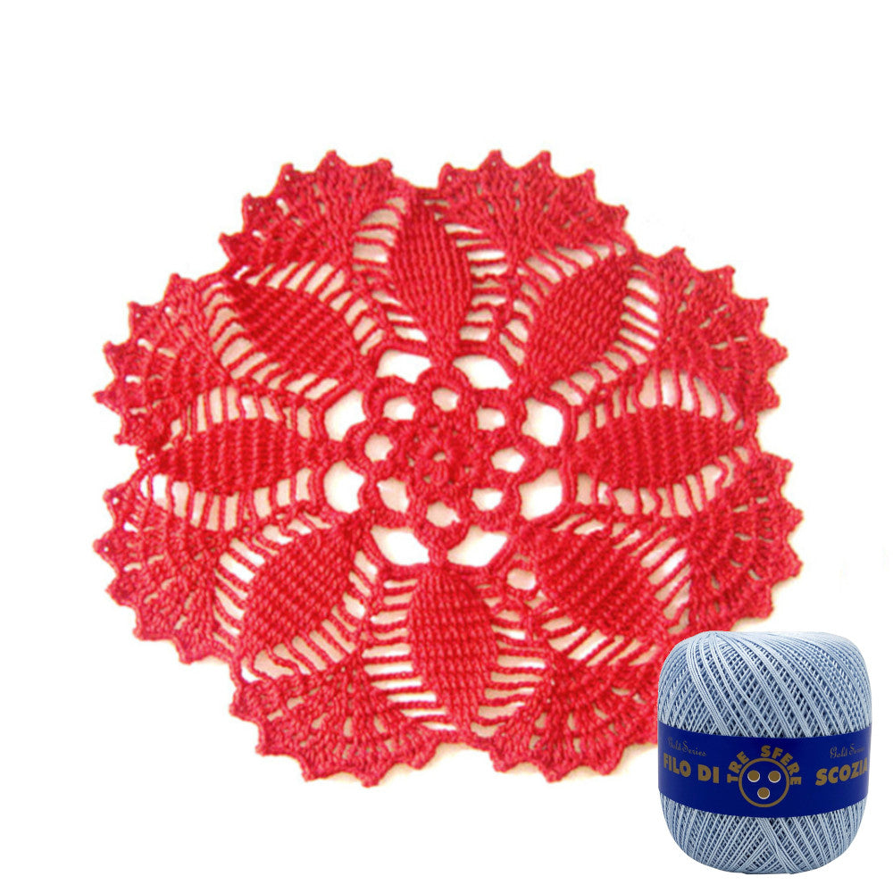 Centrino celeste rotondo ad uncinetto 26 cm