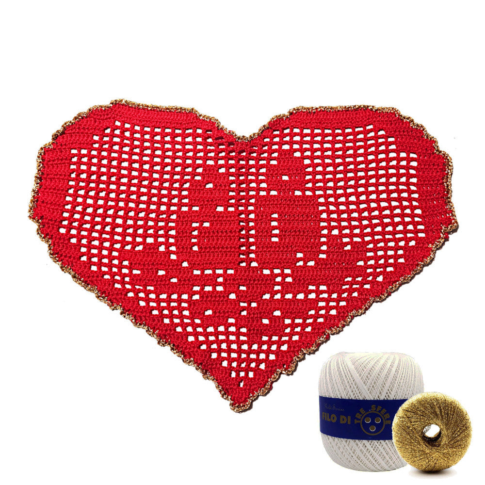 Centrino di Natale bianco e oro con candele ad uncinetto 29x19 cm