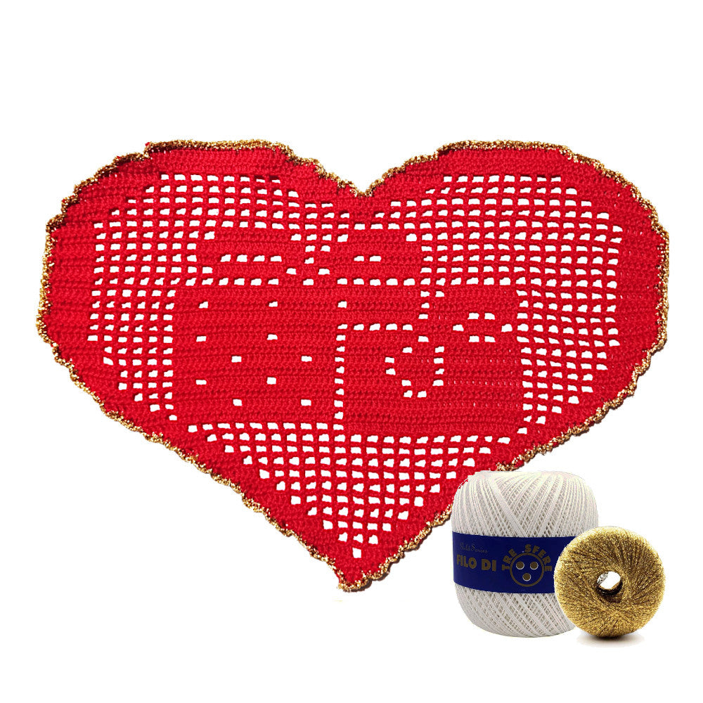 Centrino di Natale bianco e oro con regali ad uncinetto 29x19 cm