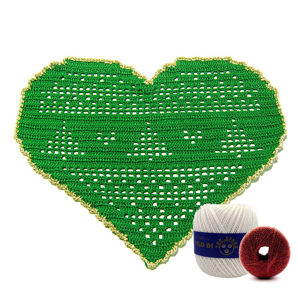 Centrino di Natale bianco e rosso con alberelli ad uncinetto 26x18 cm