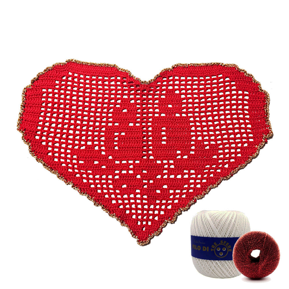 Centrino di Natale bianco e rosso con candele ad uncinetto 29x19 cm