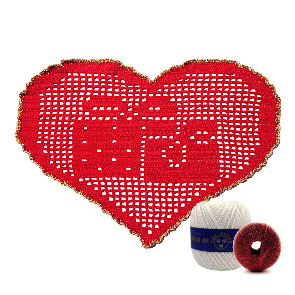 Centrino di Natale bianco e rosso con regali ad uncinetto 29x19 cm 41NT