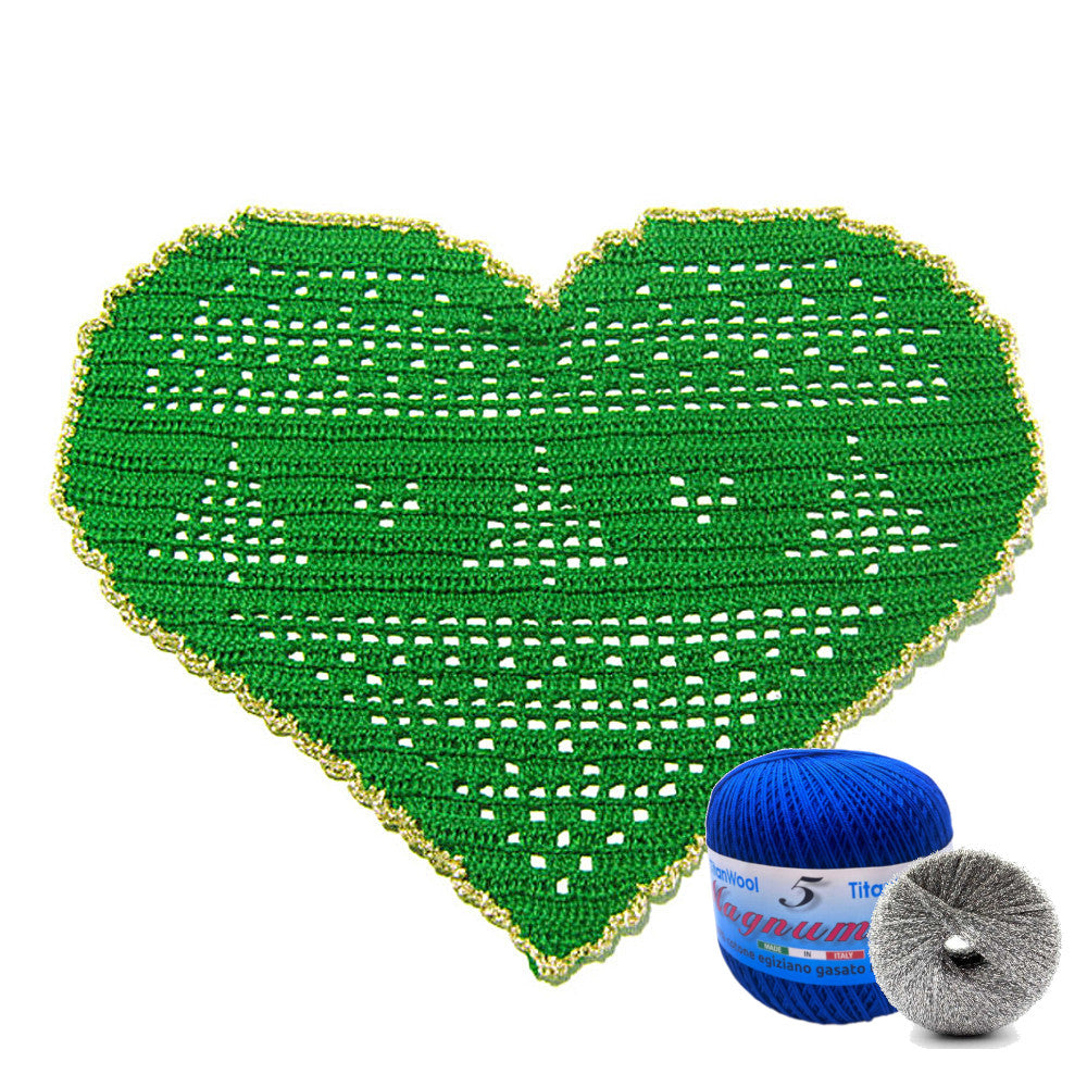 Centrino di Natale blu e argento con alberelli ad uncinetto 26x18 cm