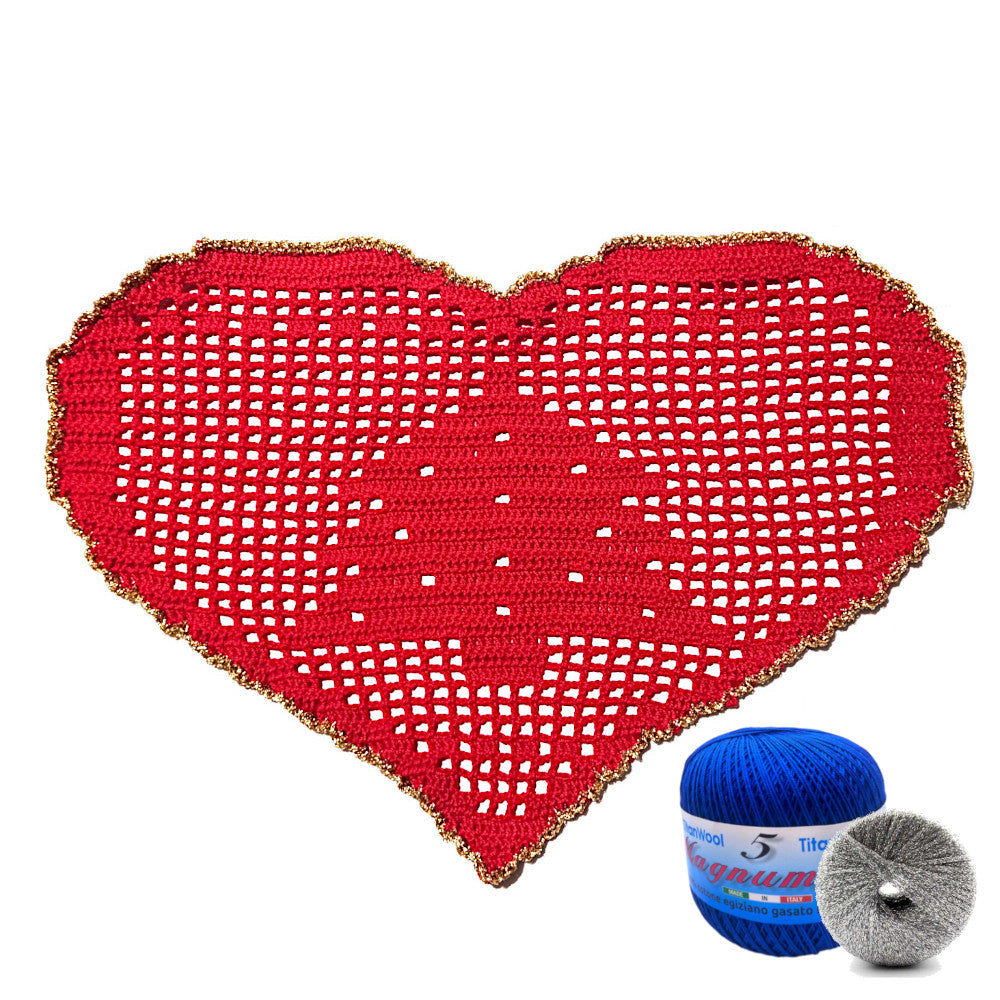 Centrino di Natale blu e argento con alberello ad uncinetto 29x19 cm