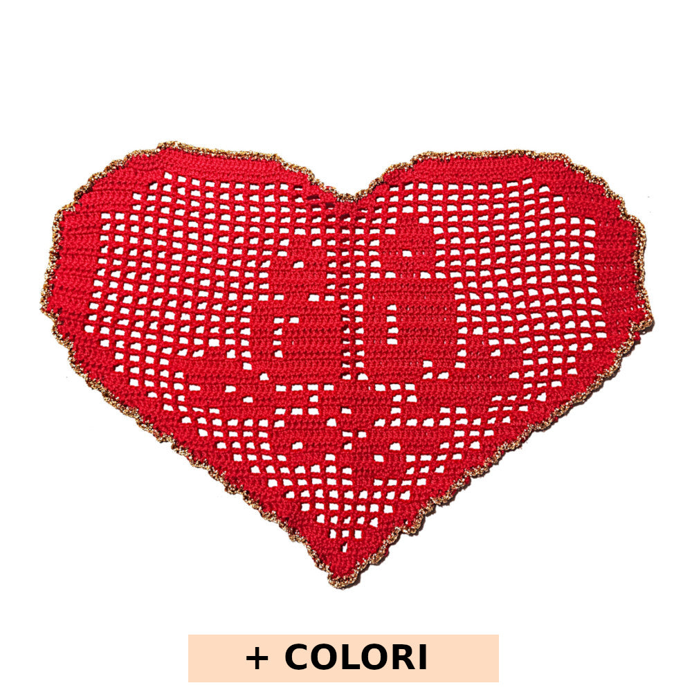 Centrino di Natale rosso e oro con candele ad uncinetto 29x19 cm