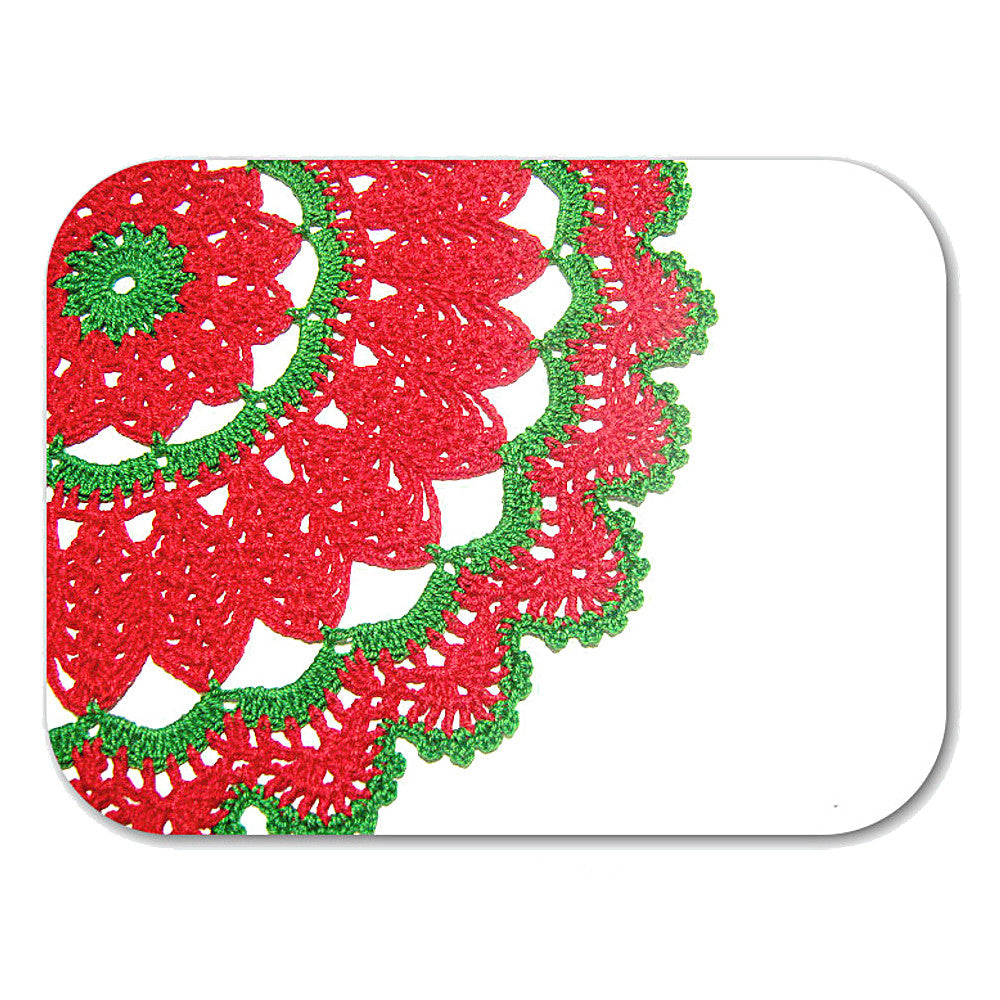 Centrino di Natale rotondo rosso e verde ad uncinetto 26.5 cm