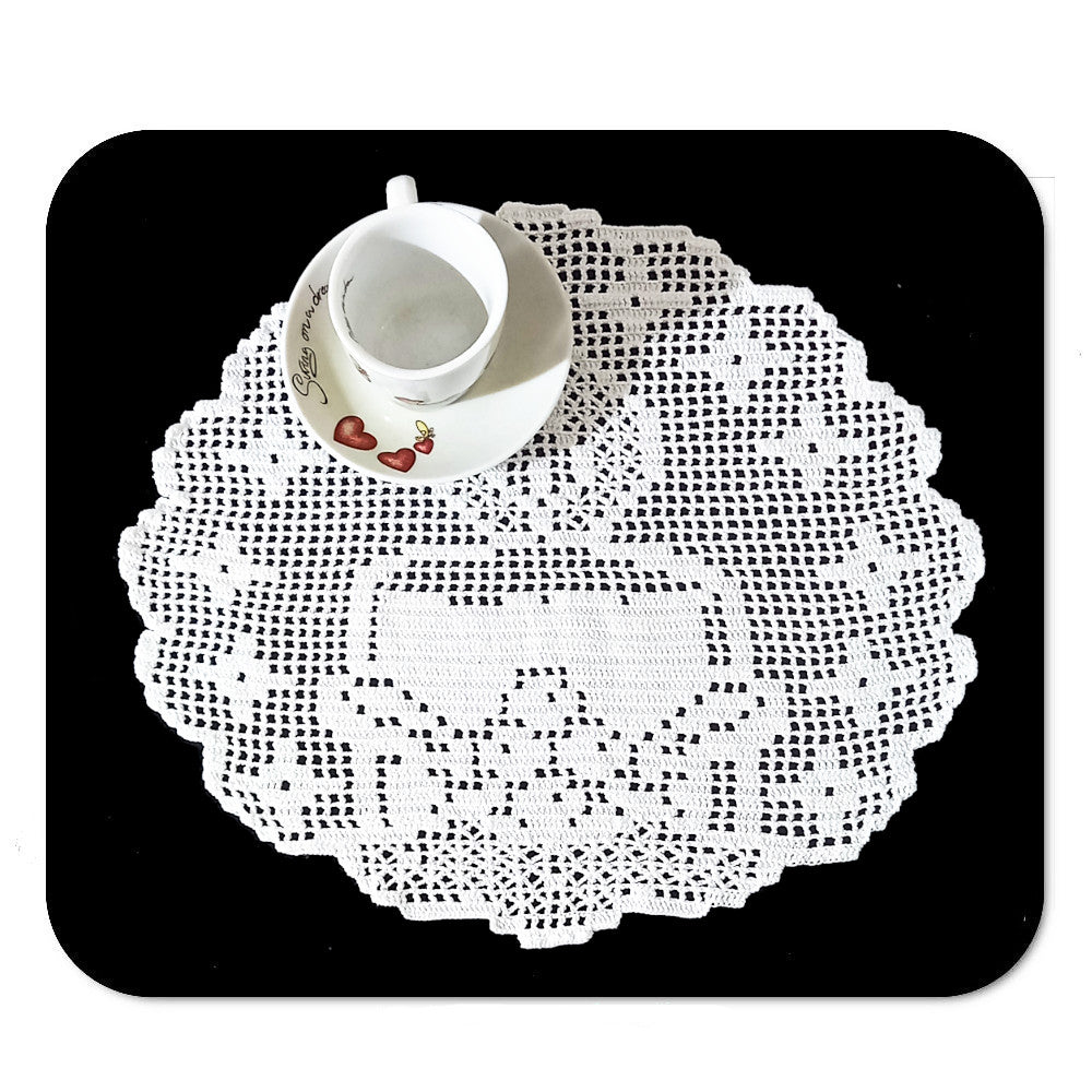 Centrino filet di Natale bianco con candela ad uncinetto 32 cm