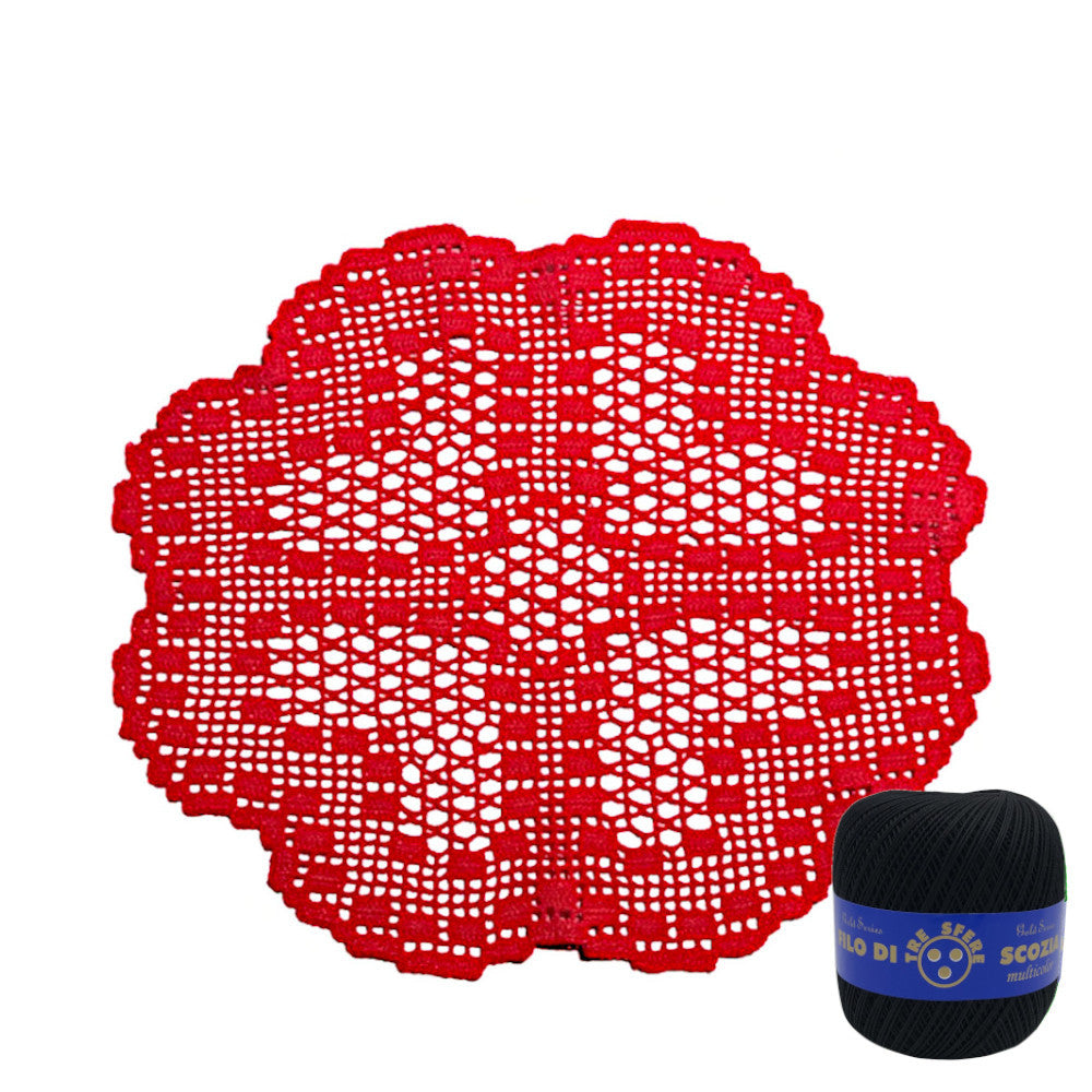 Centrino filet nero rotondo con cuori ad uncinetto 33 cm