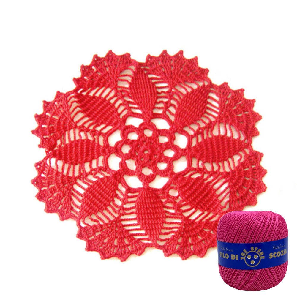 Centrino fucsia rotondo ad uncinetto 26 cm