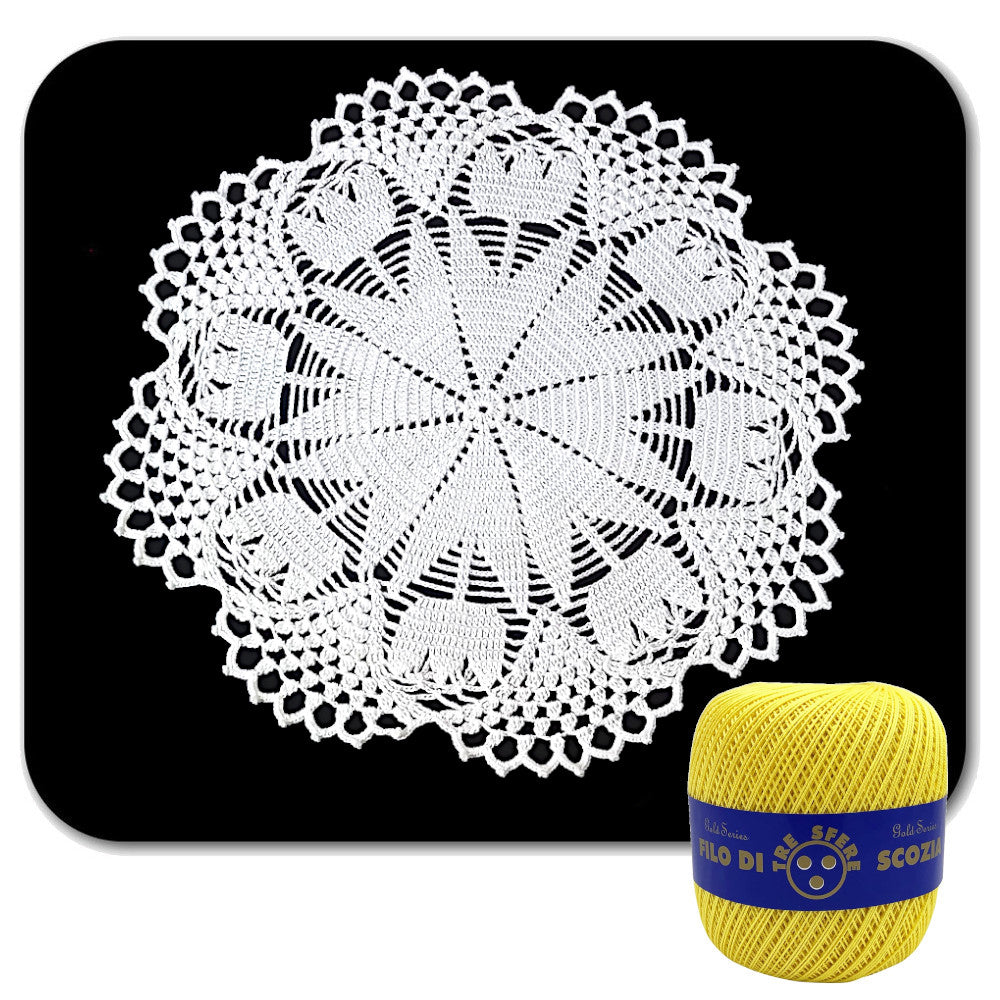 Centrino giallo con tulipani ad uncinetto 40 cm