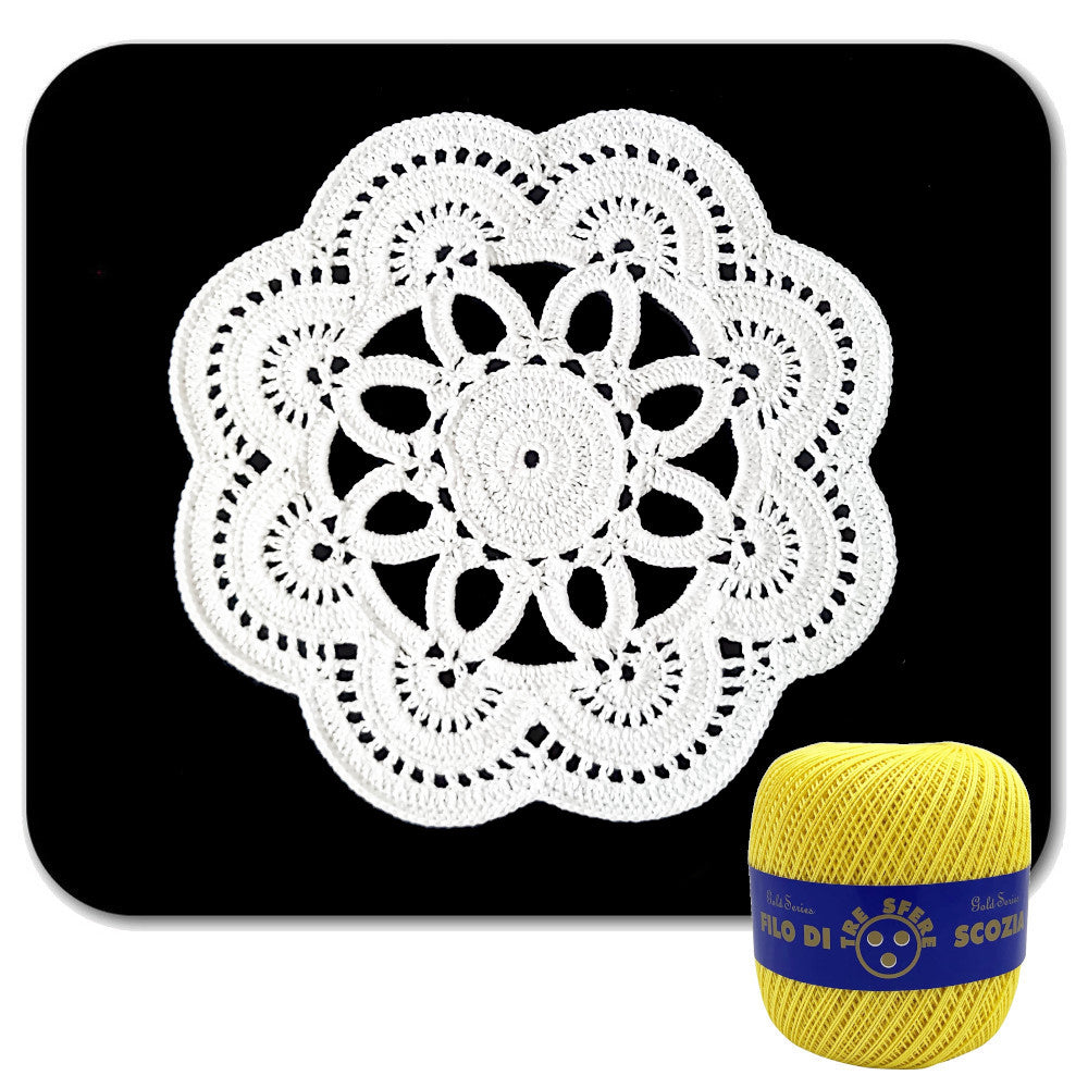 Centrino giallo rotondo ad uncinetto 22 cm