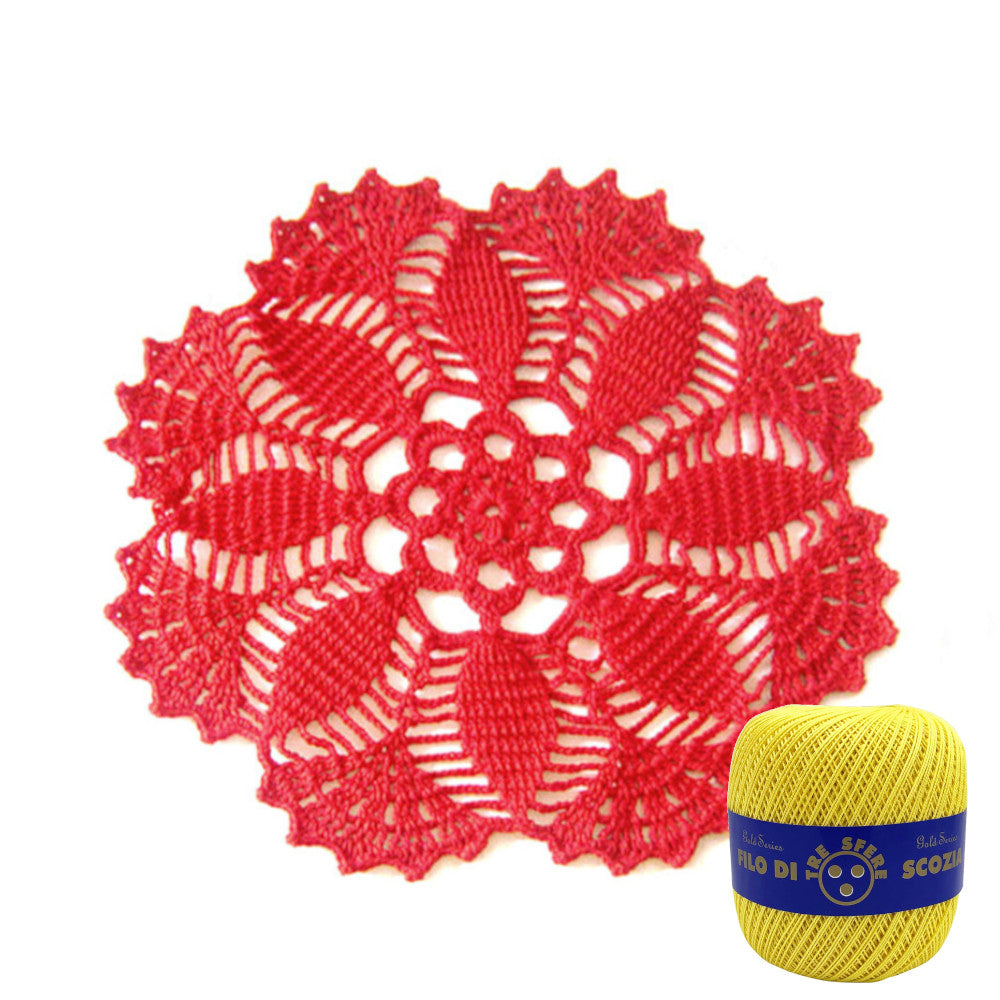 Centrino giallo rotondo ad uncinetto 26 cm