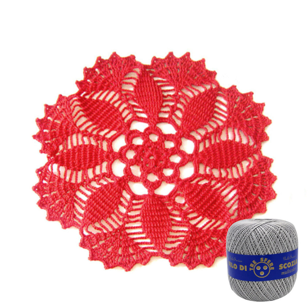 Centrino grigio chiaro rotondo ad uncinetto 26 cm