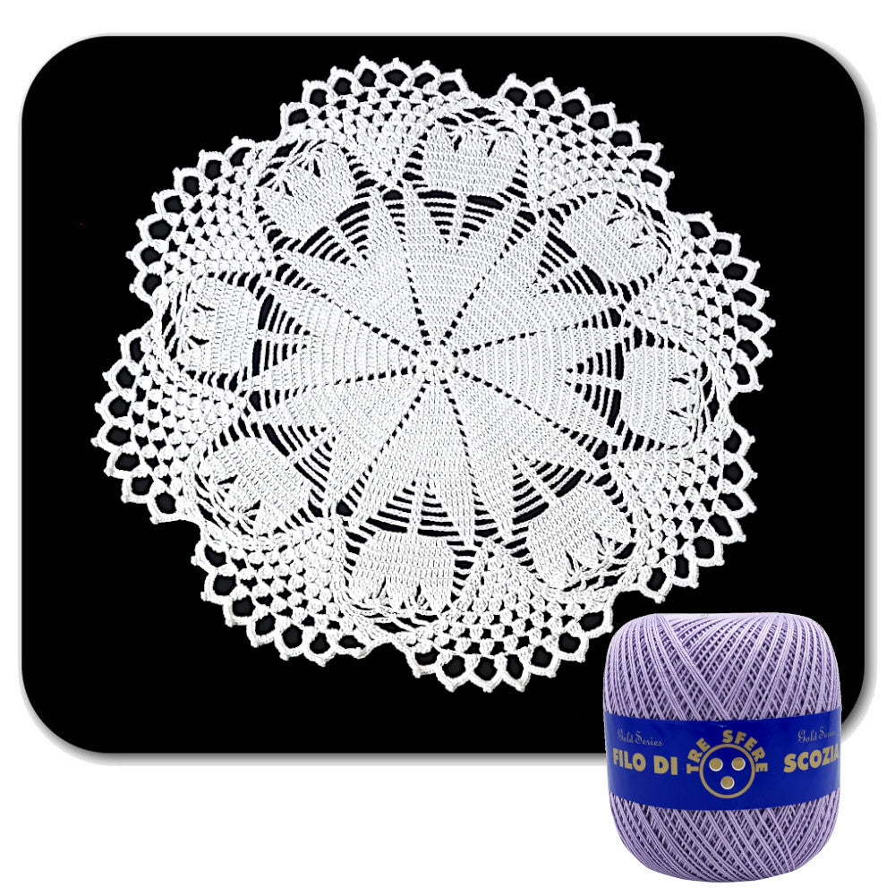 Centrino lilla con tulipani ad uncinetto 40 cm