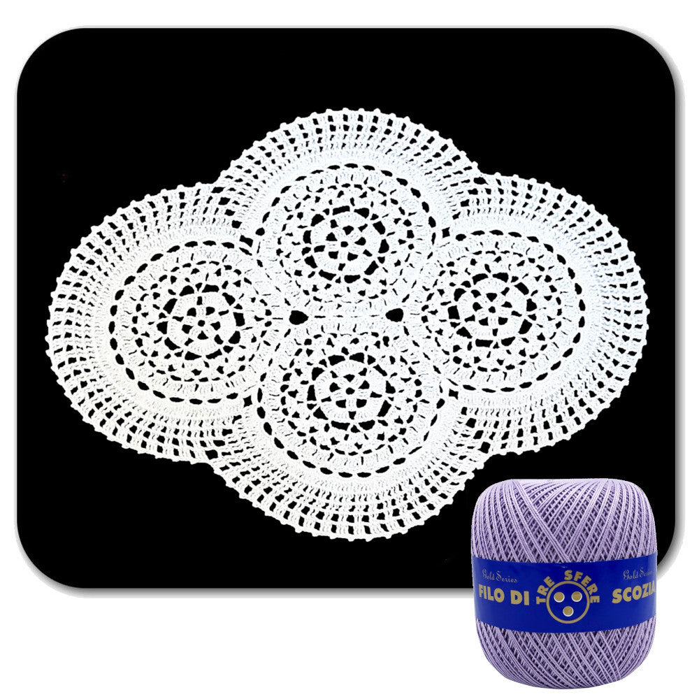 Centrino lilla ovale ad uncinetto in cotone 48x37 cm