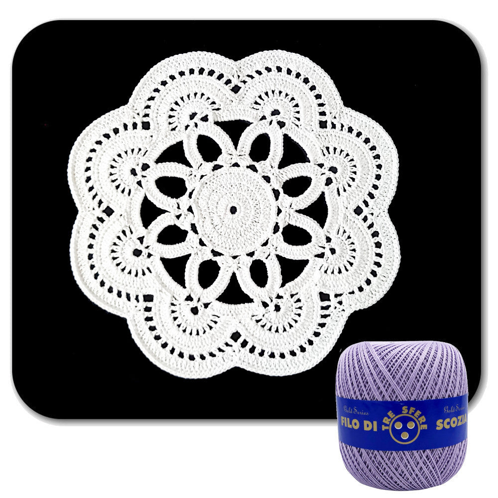 Centrino lilla rotondo ad uncinetto 22 cm