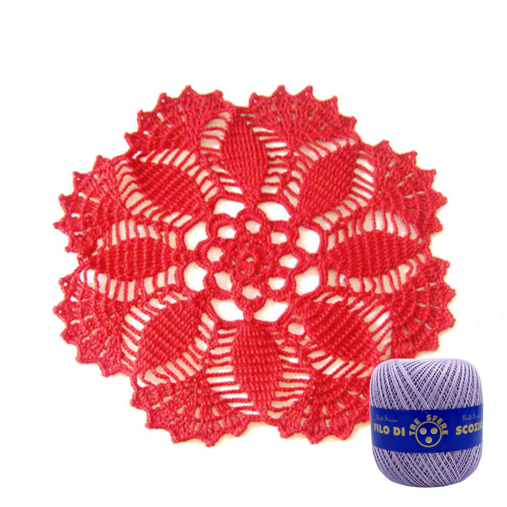 Centrino lilla rotondo ad uncinetto 26 cm