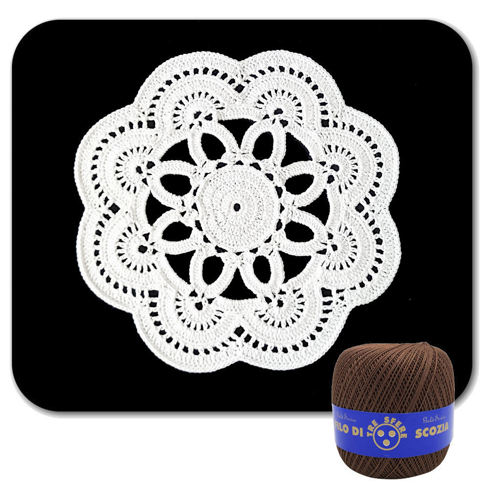 Centrino marrone rotondo ad uncinetto 22 cm