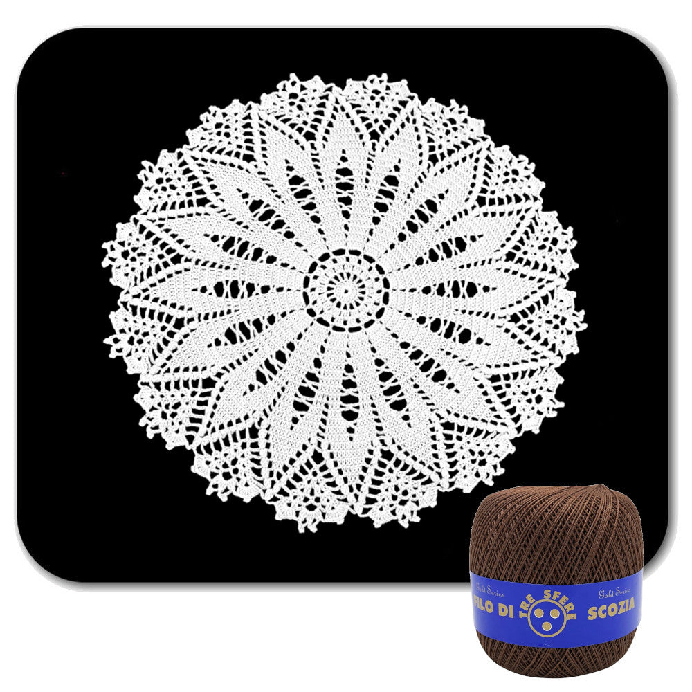 Centrino marrone rotondo ad uncinetto in cotone 37 cm