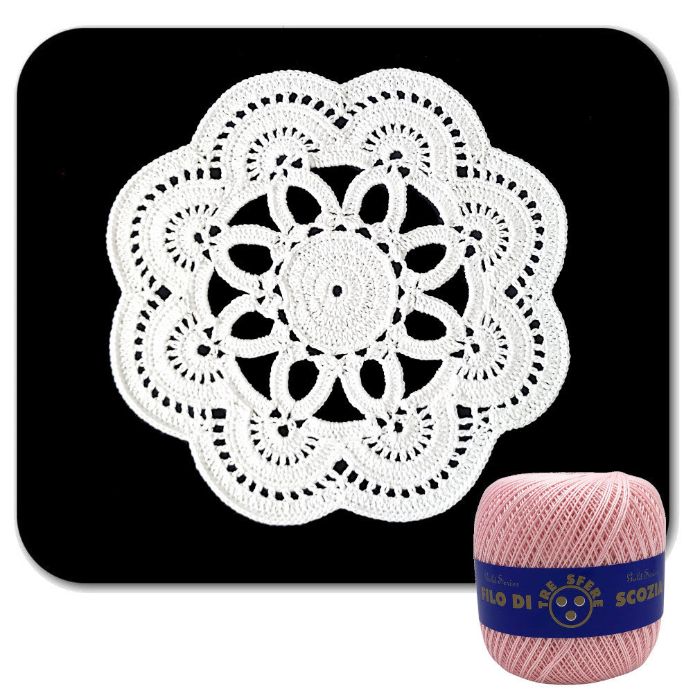 Centrino rosa chiaro rotondo ad uncinetto 22 cm