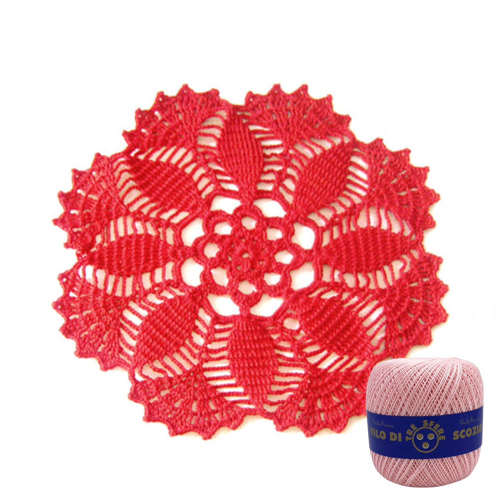 Centrino rosa chiaro rotondo ad uncinetto 26 cm