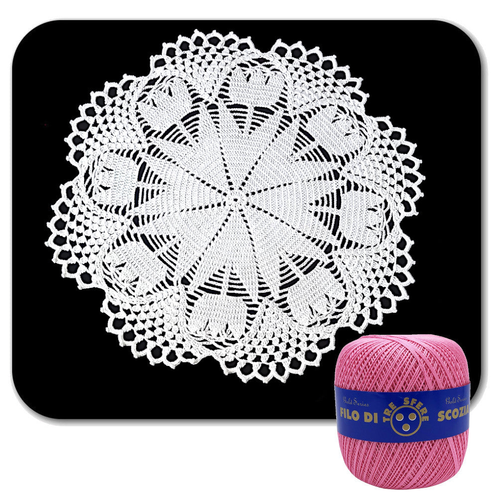 Centrino rosa scuro con tulipani ad uncinetto 40 cm