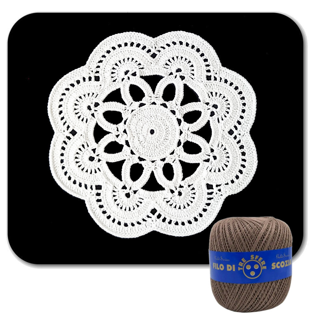 Centrino tortora rotondo ad uncinetto 22 cm