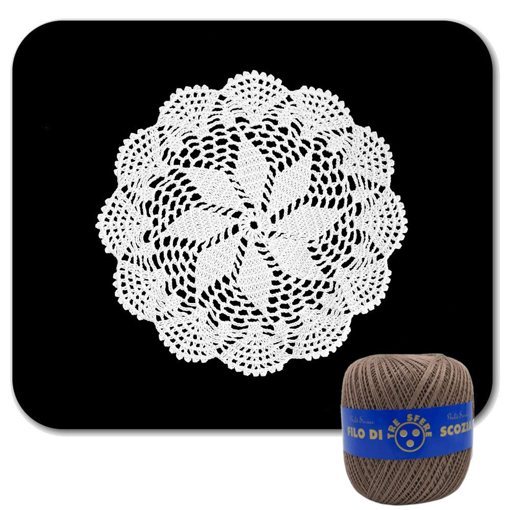 Centrino tortora rotondo ad uncinetto in cotone 22 cm