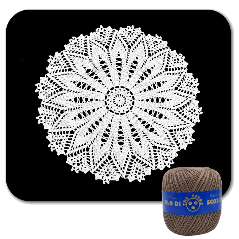 Centrino tortora rotondo ad uncinetto in cotone 37 cm