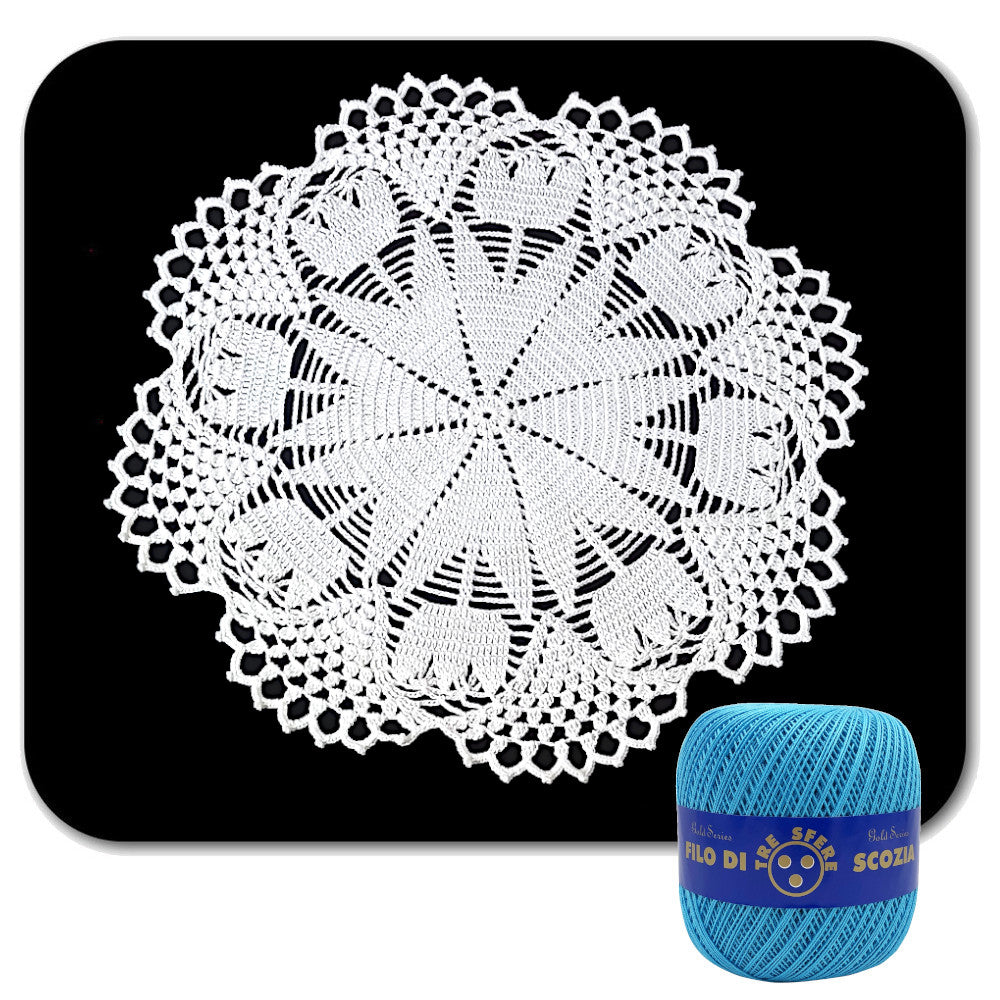 Centrino turchese con tulipani ad uncinetto 40 cm