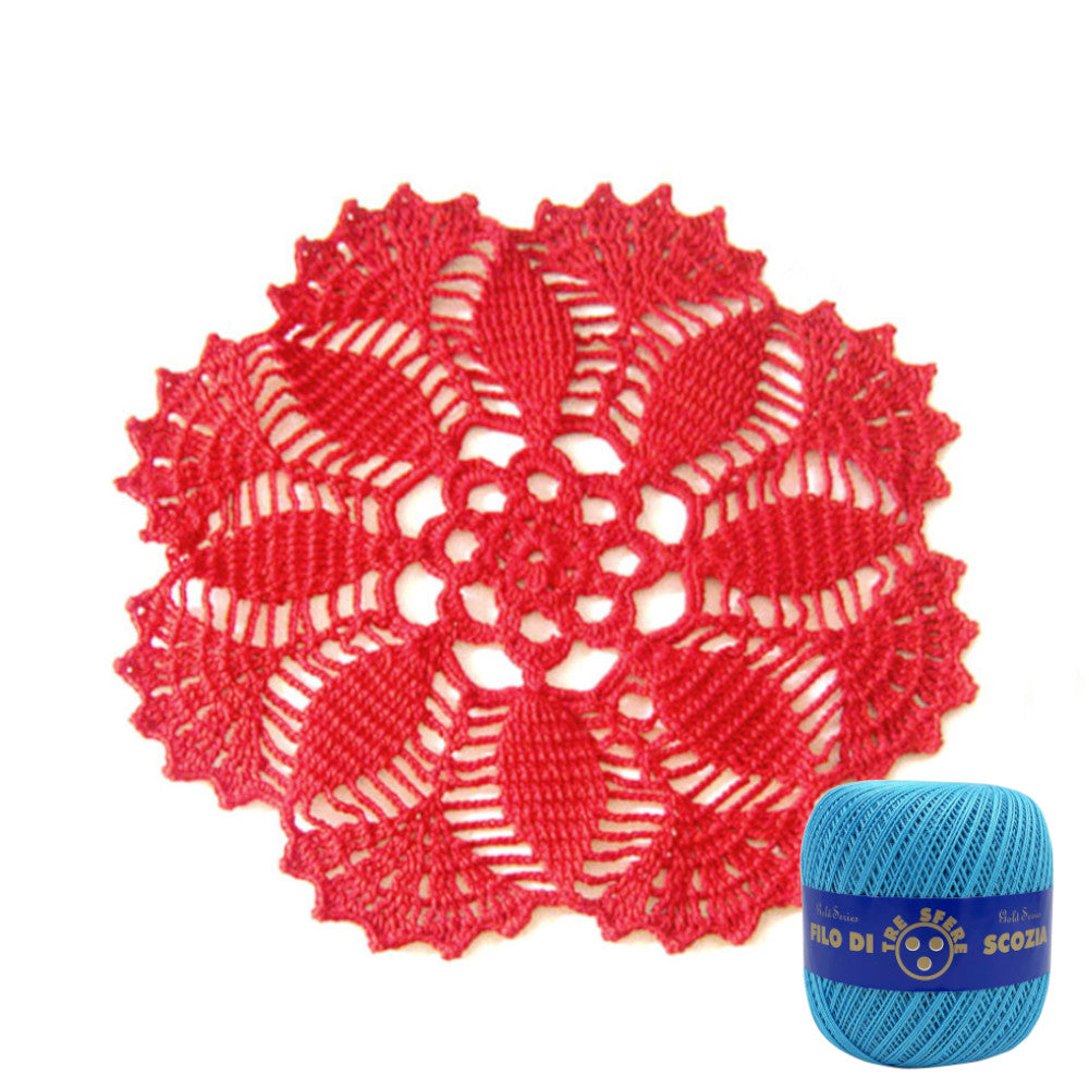 Centrino turchese rotondo ad uncinetto 26 cm