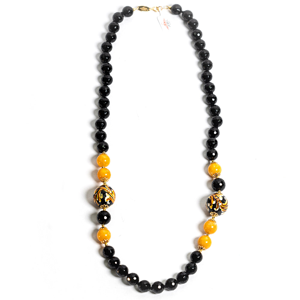 Collana Bagheria in pietre dure onice e perle in ceramica di Caltagirone