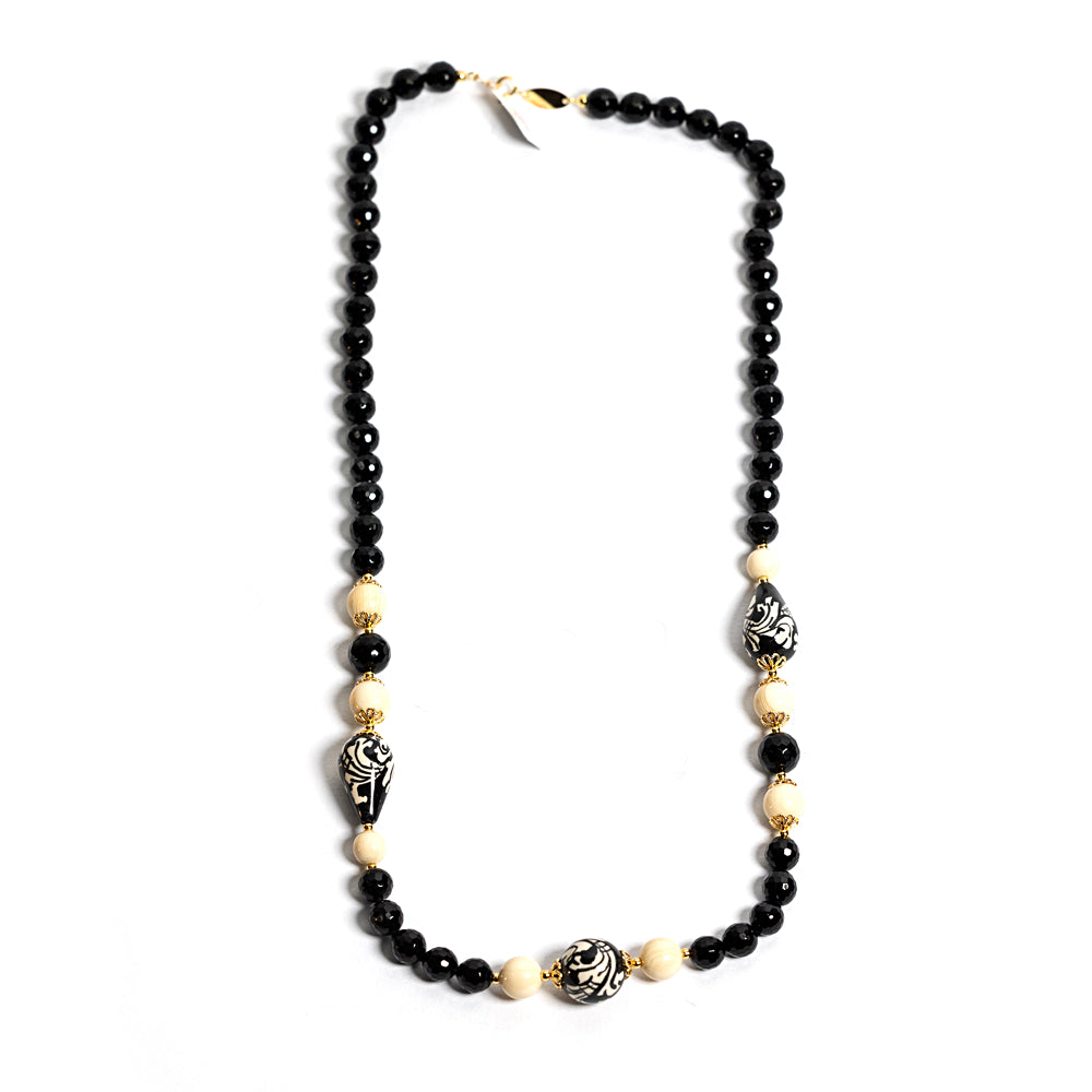 Collana Centuripe in pietre dure onice e perle in ceramica di Caltagirone