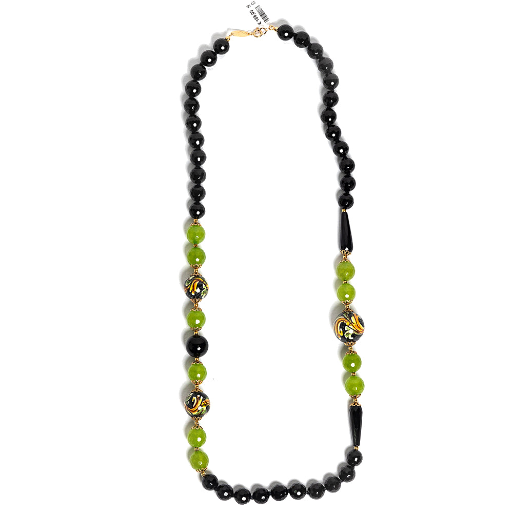 Collana Cerda in pietre dure onice e perle in ceramica di Caltagirone