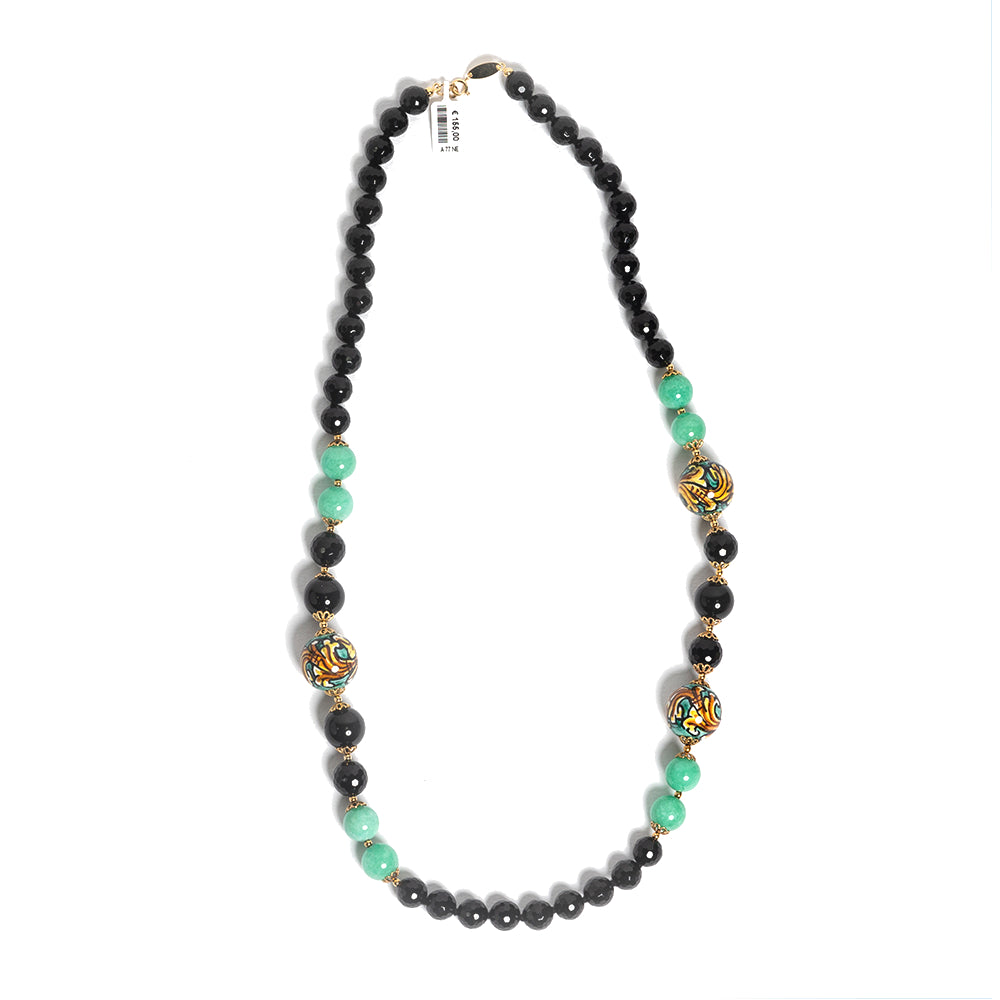 Collana Militello in pietre dure onice e perle in ceramica di Caltagirone