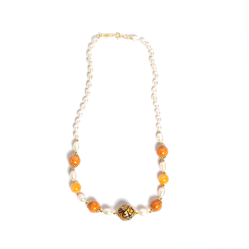 Collana Paternò in perle di fiume e perle in ceramica di Caltagirone
